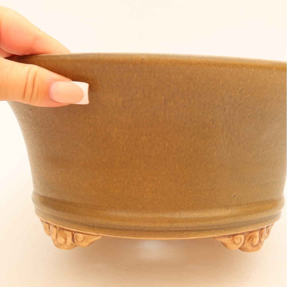 Ceramiczna miska do bonsai 24,5 x 24,5 x 11 cm, kolor brązowy