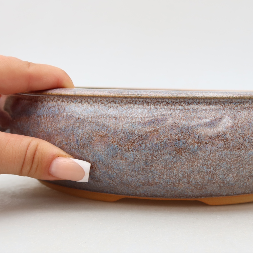 Ceramiczna miska do bonsai 26,5 x 26,5 x 6,5 cm, kolor niebieski