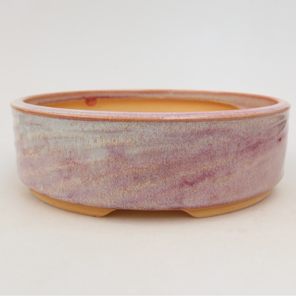 Ceramiczna miska do bonsai 21,5 x 21,5 x 6,5 cm, kolor różowy