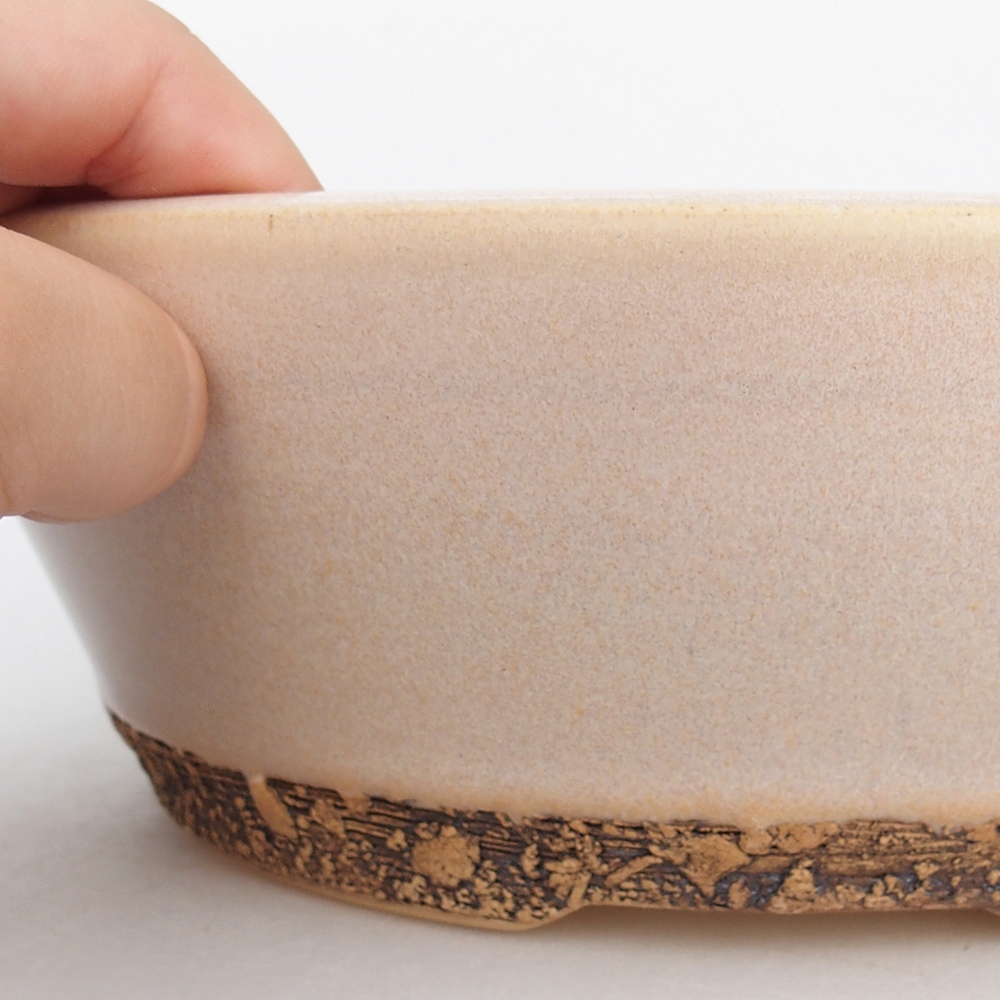 Ceramiczna miska na bonsai 22 x 22 x 7,5 cm, kolor beżowy