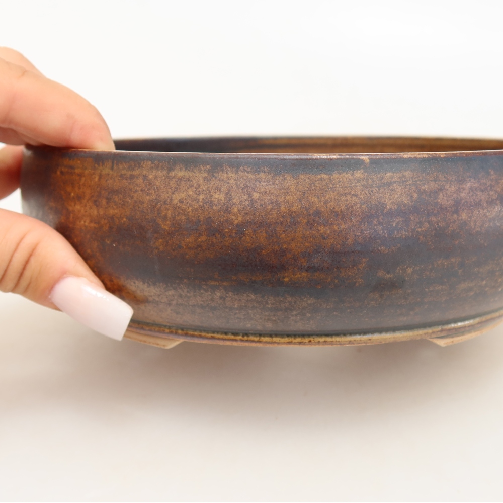 Ceramiczna miska do bonsai 17 x 17 x 5,5 cm, kolor brązowy