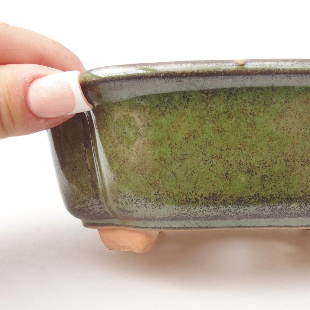 Ceramiczna miska na bonsai 13 x 10 x 5 cm, zielona