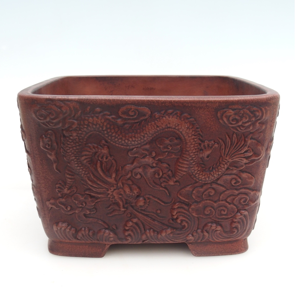 Ceramiczna miska na bonsai 21 x 21 x 13 cm, brązowa