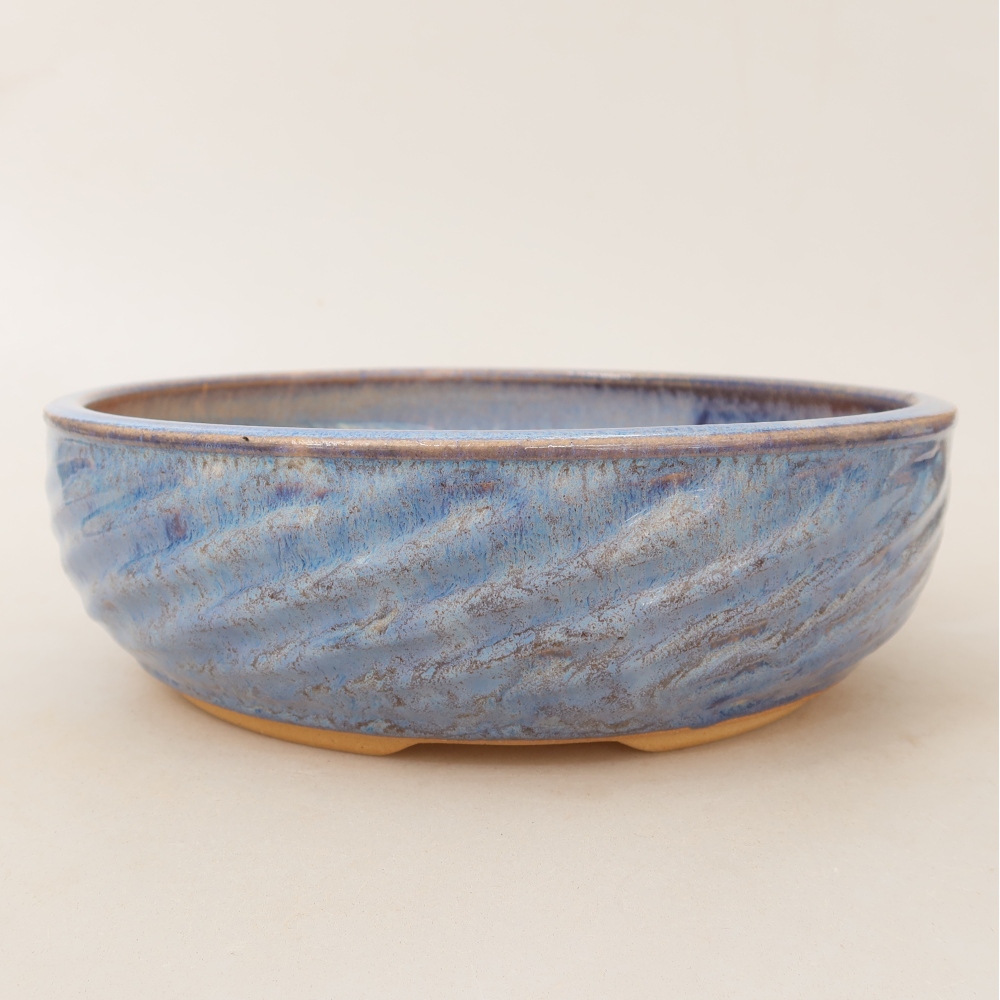 Ceramiczna miska do bonsai 22,5 x 22,5 x 7 cm, kolor niebieski