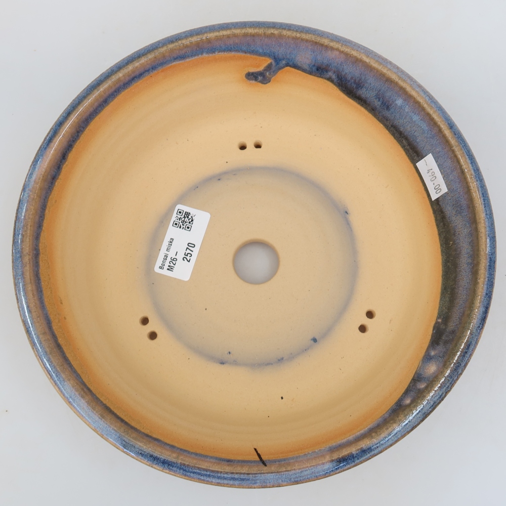 Ceramiczna miska do bonsai 23,5 x 23,5 x 6 cm, kolor niebieski