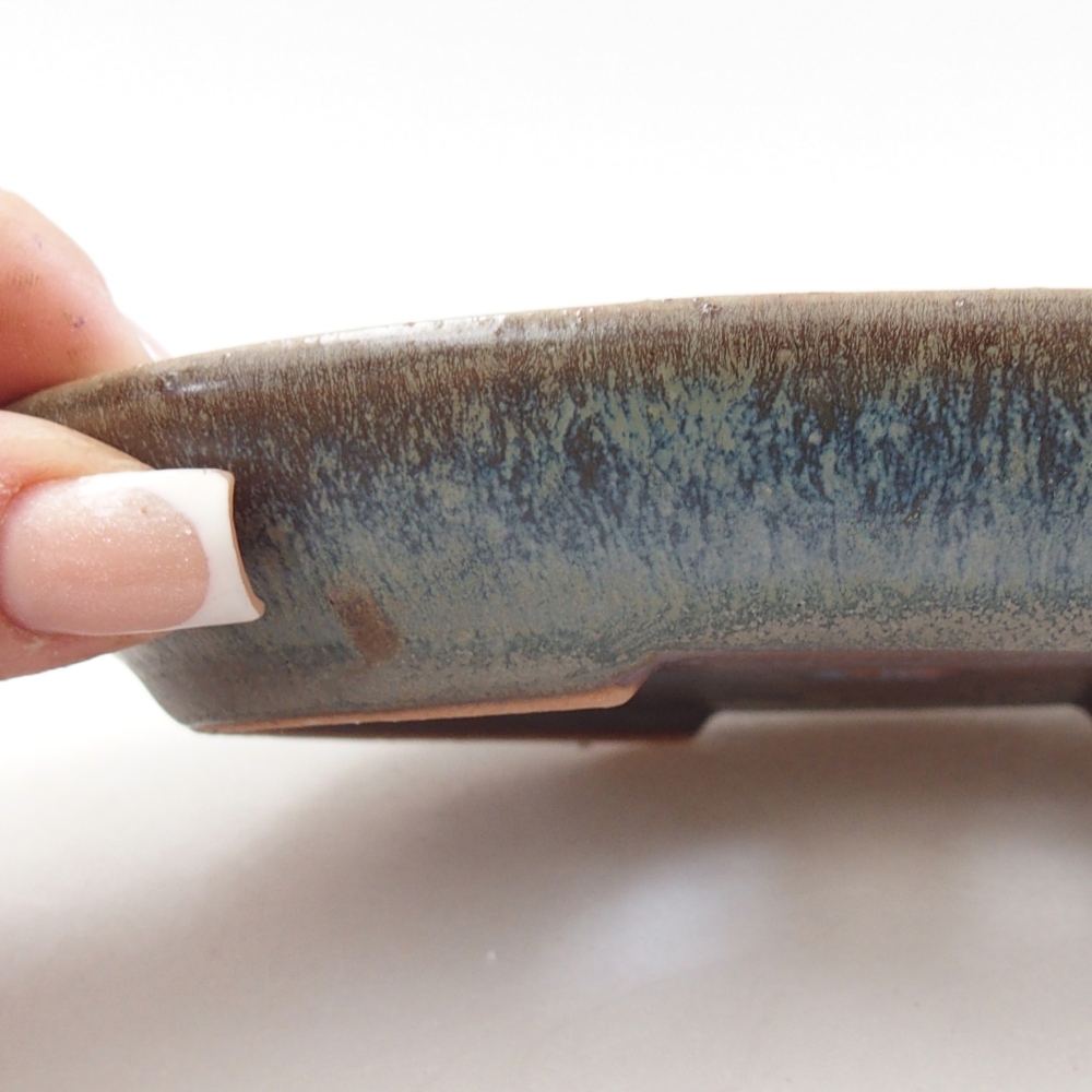 Ceramiczna miska do bonsai 15,5 x 11 x 2,5 cm, kolor niebieski