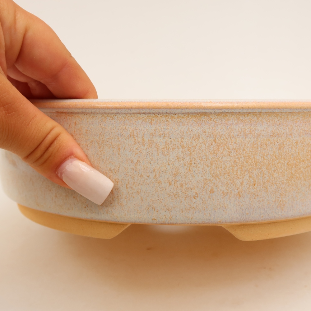 Ceramiczna miska do bonsai 23 x 23 x 6 cm, kolor beżowy