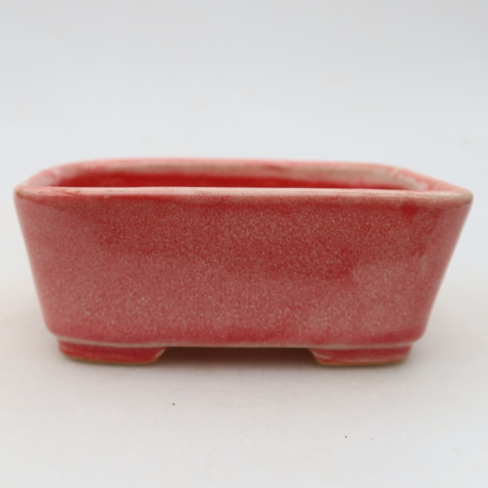 Ceramiczna doniczka do bonsai 10,5 x 8,5 x 4 cm, kolor czerwony