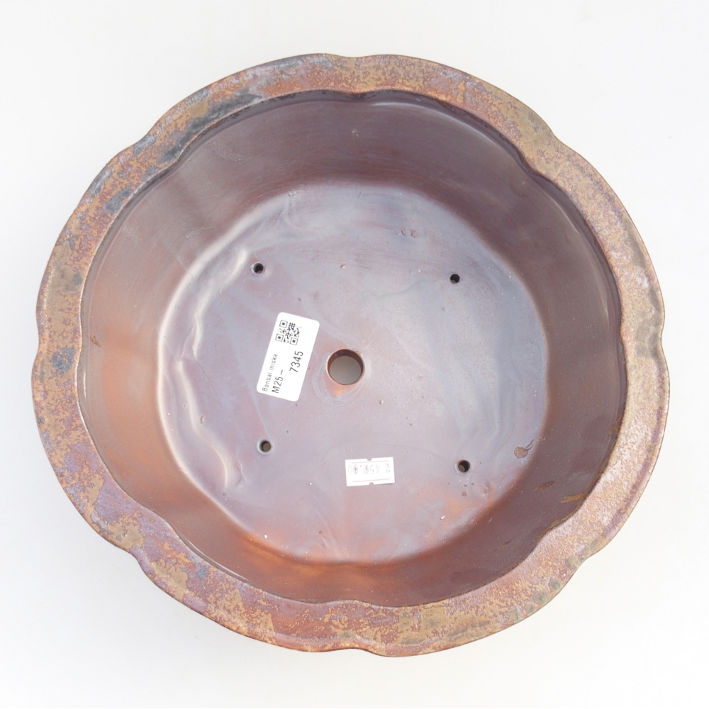 Ceramiczna miska na bonsai 26 x 26 x 8,5 cm, brązowa