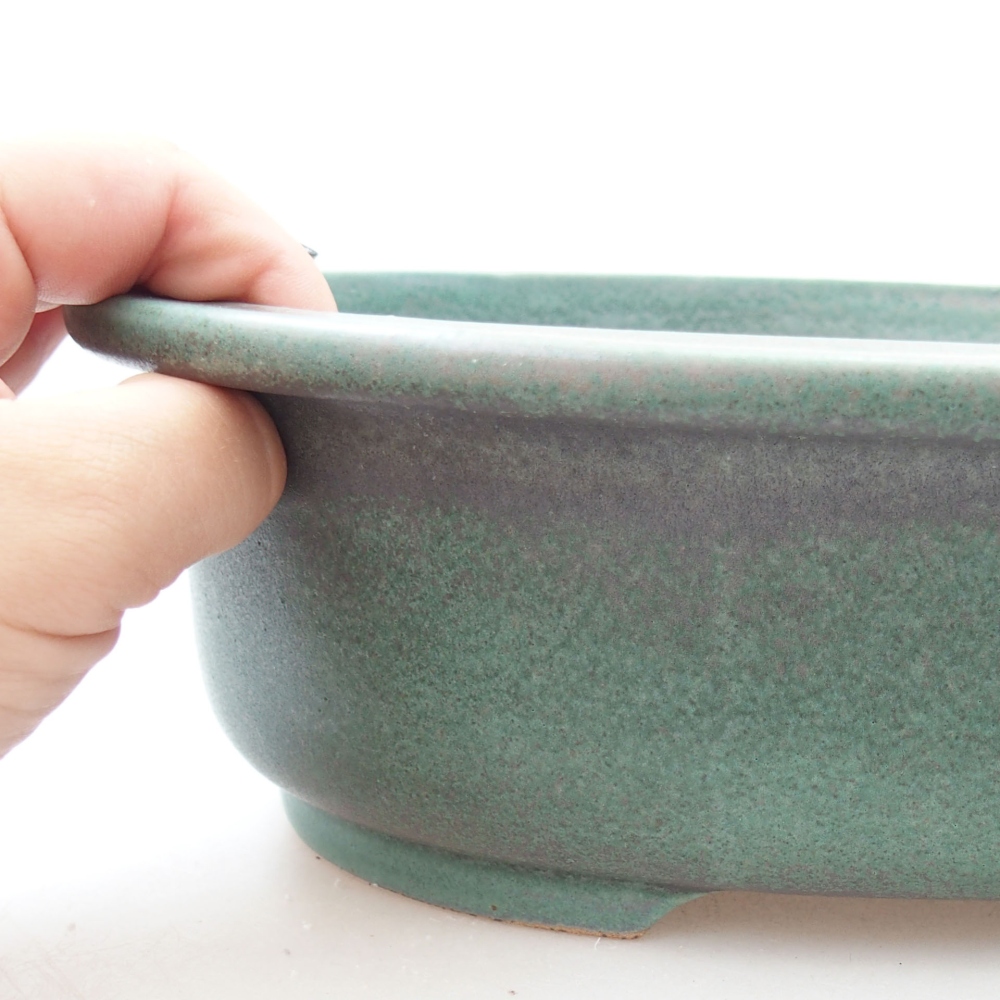 Ceramiczna miska bonsai 26 x 22 x 8 cm, kolor zielony