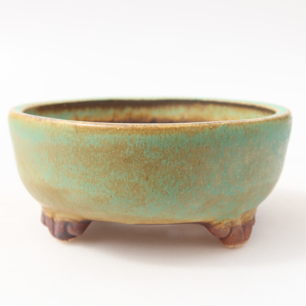 Ceramiczna miska do bonsai 11 x 11 x 4,5 cm, kolor zielony