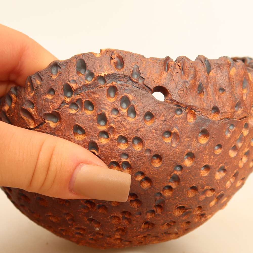 Ceramiczna skorupa do kokedamy 14 x 13 x 9 cm, kolor brązowy