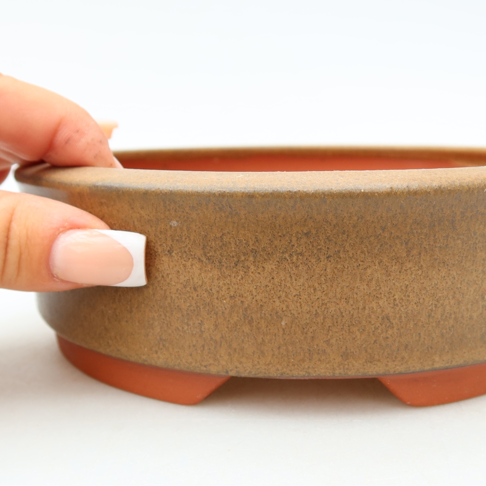 Ceramiczna miska do bonsai 16 x 16 x 5 cm, brązowa