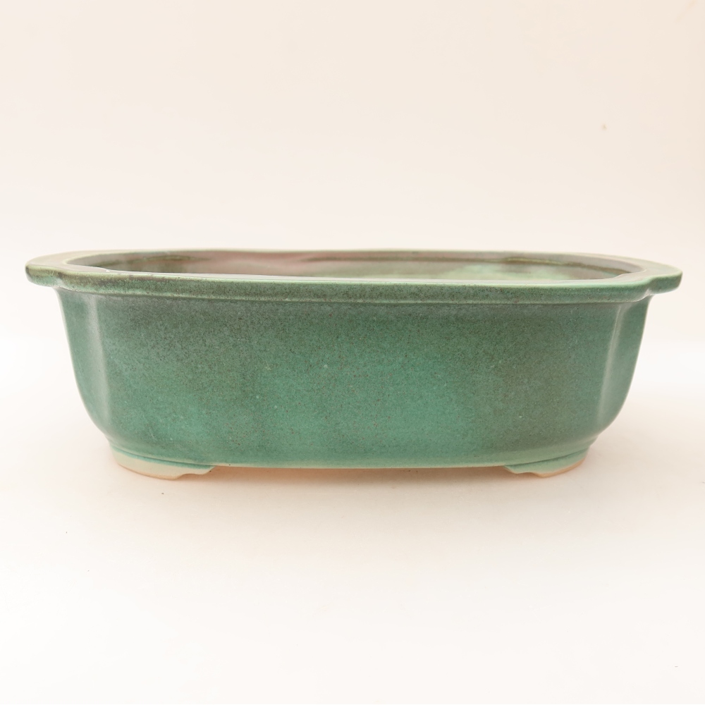 Ceramiczna miska do bonsai 24,5 x 21 x 7,5 cm, kolor zielony