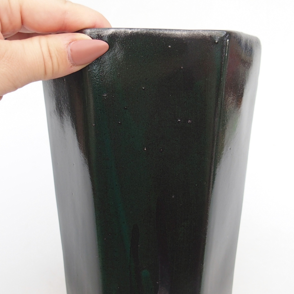 Ceramiczna miska do bonsai 12,5 x 11,5 x 16,5 cm, zielona