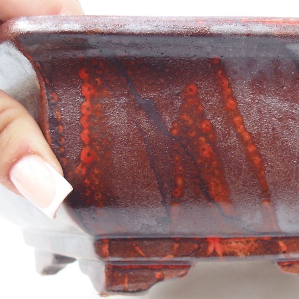 Ceramiczna miska do bonsai 24 x 21 x 7,5 cm, kolor czerwony