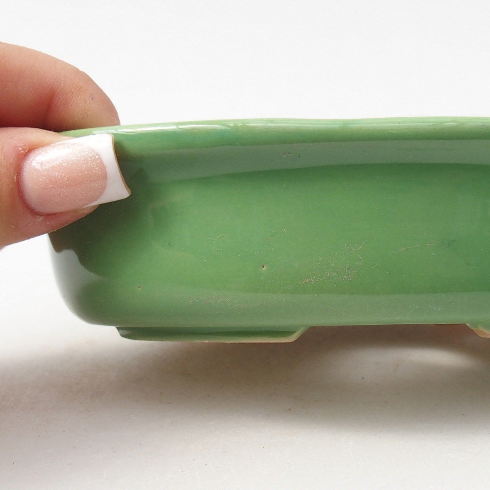 Ceramiczna miska do bonsai 14,5 x 10,5 x 3,5 cm, zielona