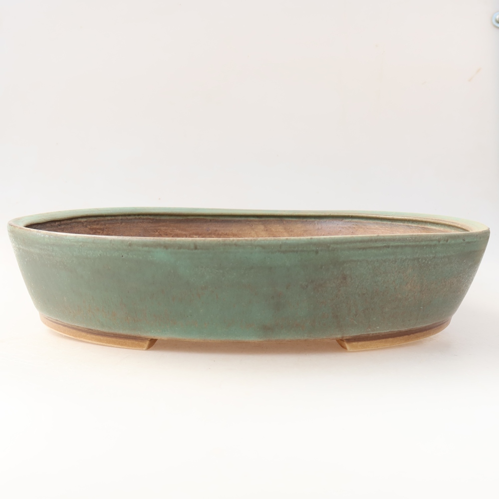 Ceramiczna miska do bonsai 32 x 27,5 x 6,5 cm, kolor zielony