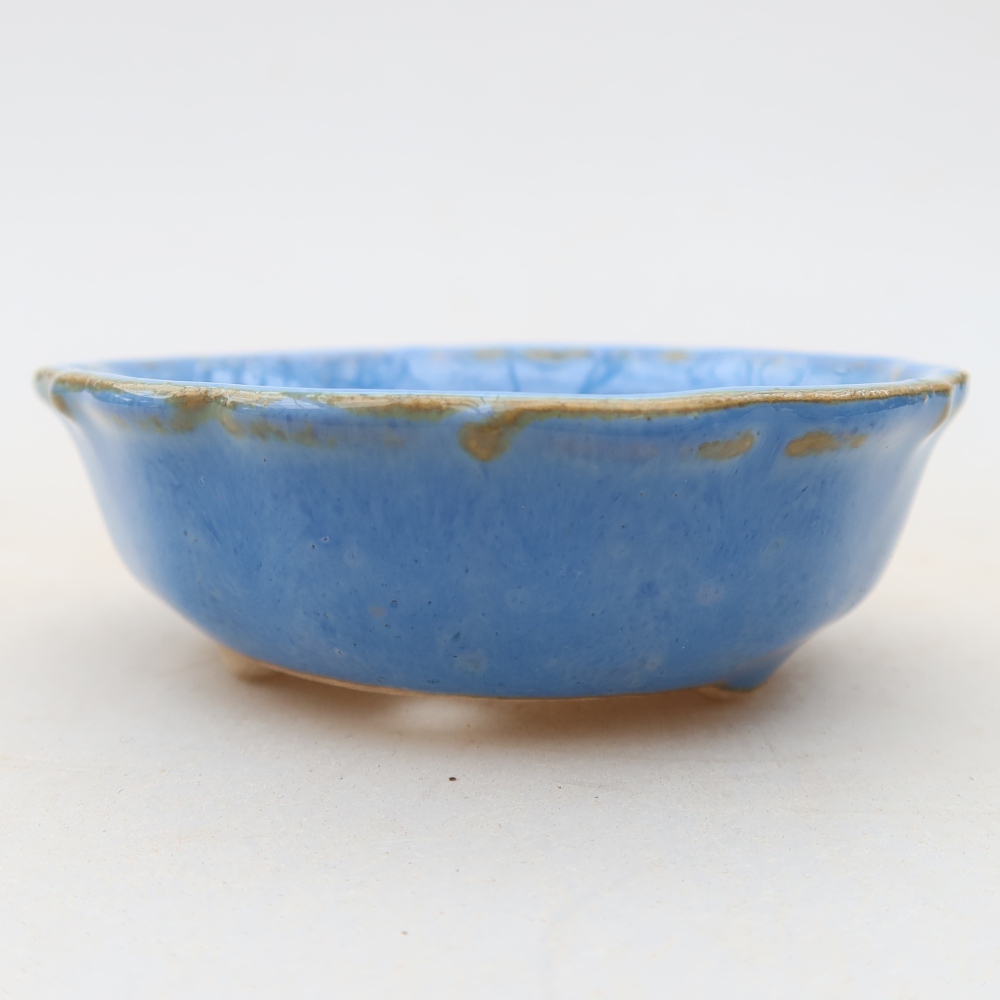 Ceramiczna miseczka do bonsai 7 x 7 x 2,5 cm, kolor niebieski