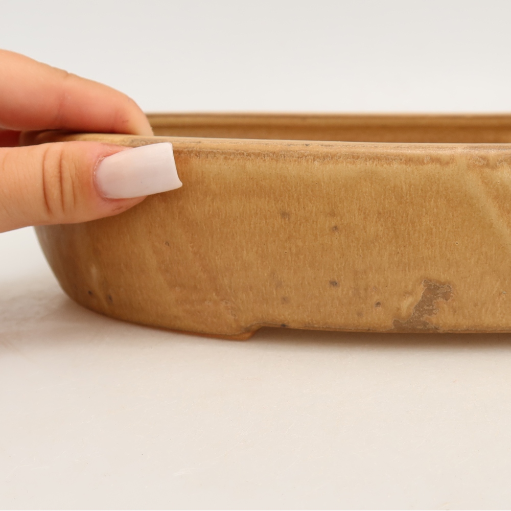 Ceramiczna miska bonsai 27 x 21 x 5,5 cm, kolor beżowy