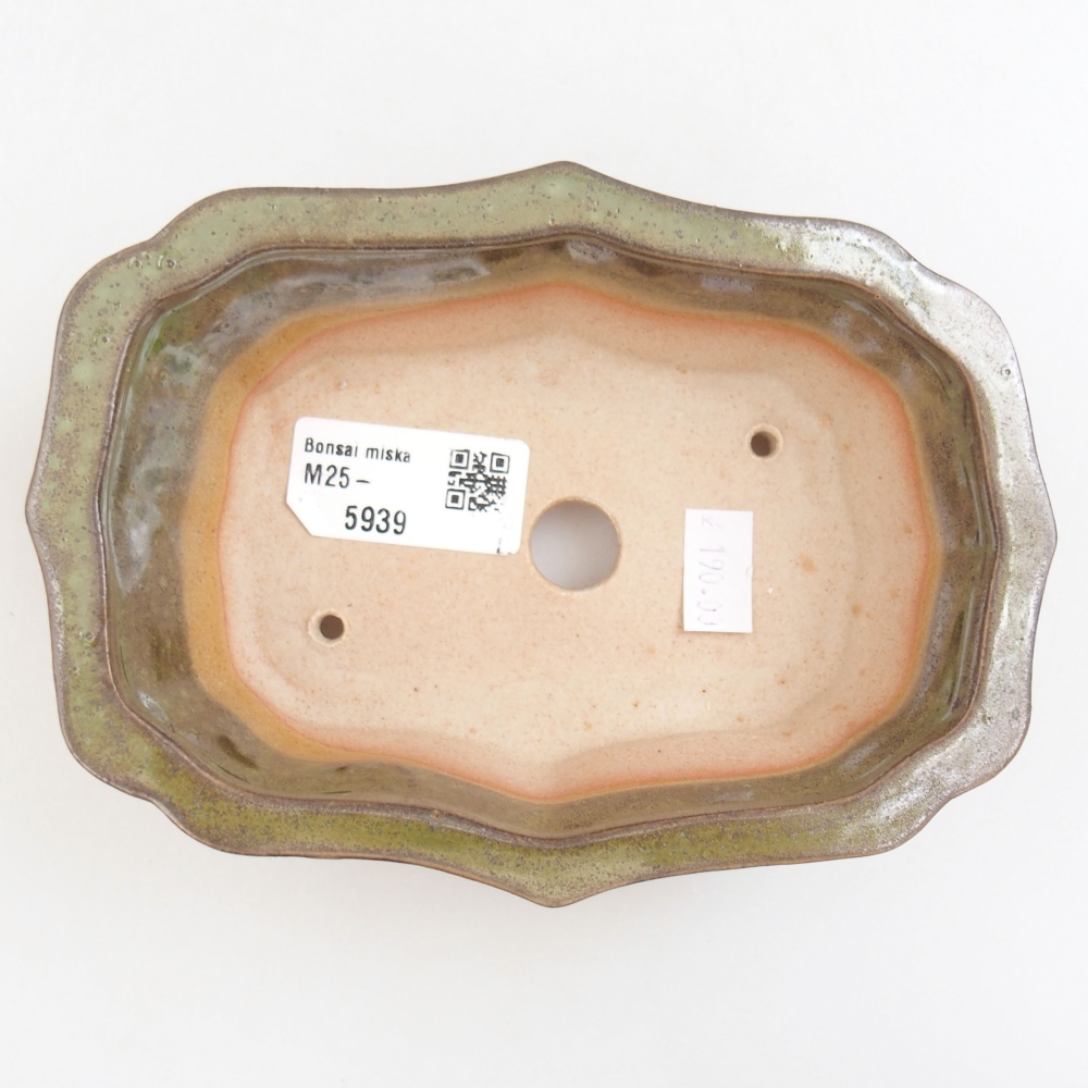 Ceramiczna miska bonsai 15,5 x 11 x 4,5 cm, kolor zielony