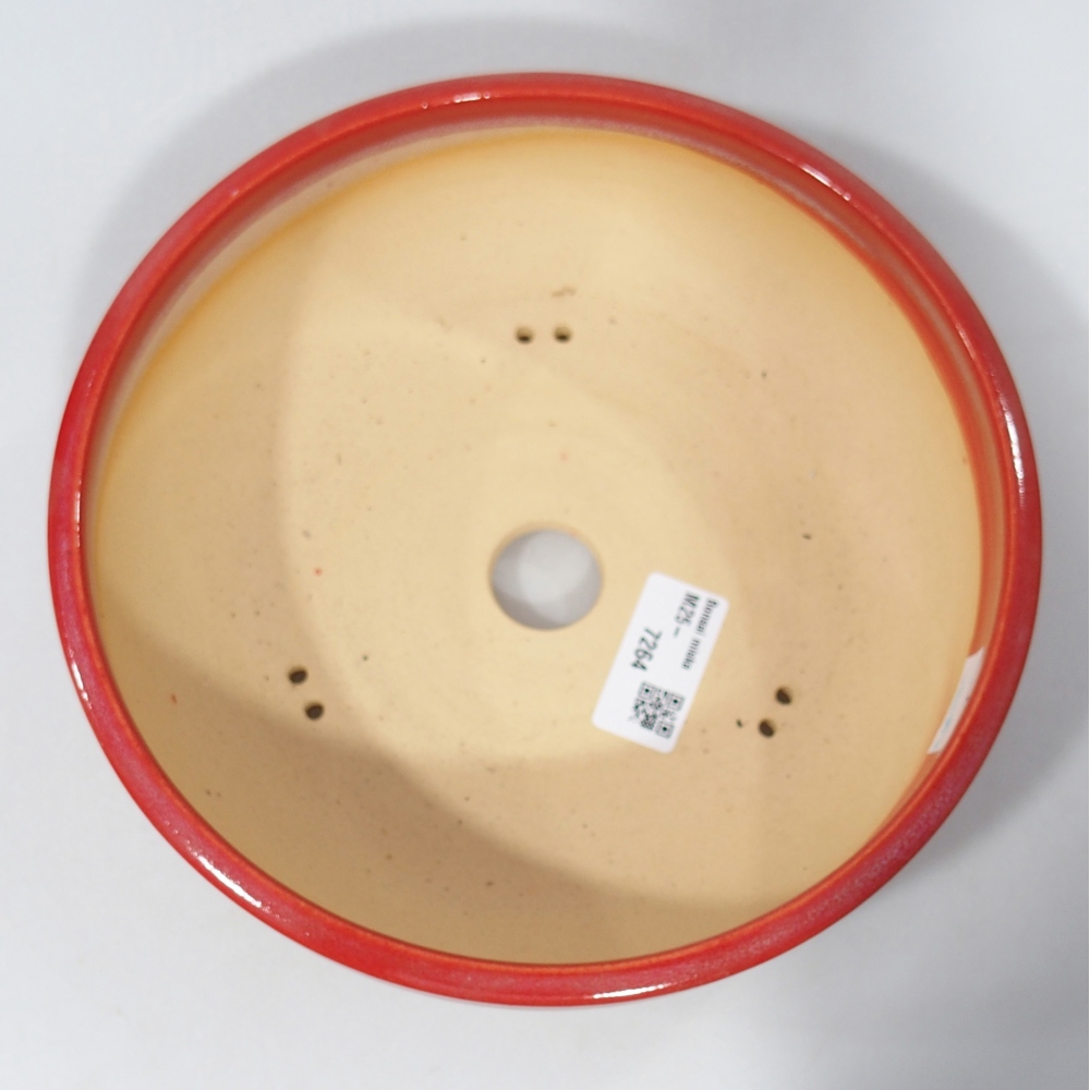 Ceramiczna miska do bonsai 20,5 x 20,5 x 6 cm, kolor czerwony