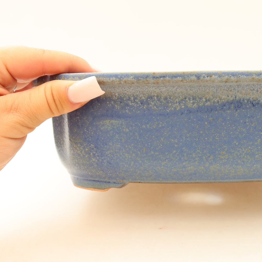 Ceramiczna miska do bonsai 24,5 x 21 x 7,5 cm, kolor niebieski