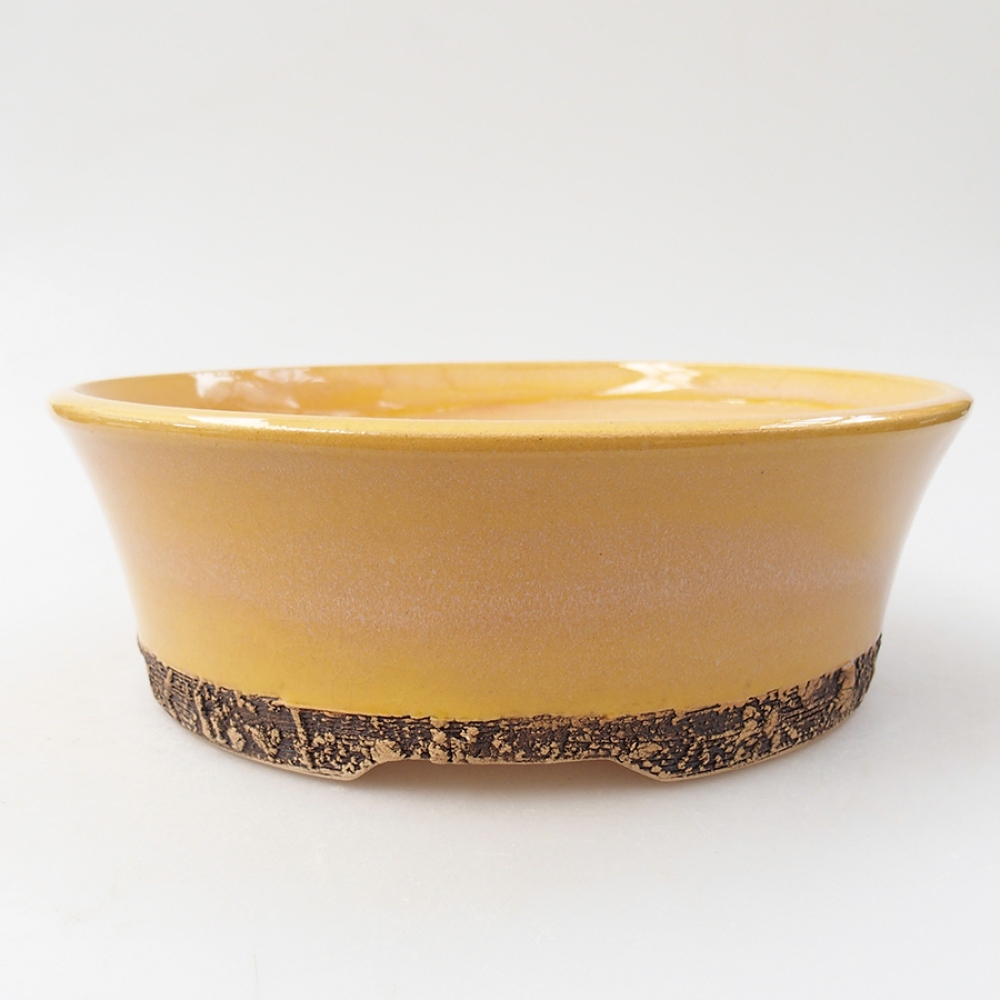 Ceramiczna miska bonsai 20,5 x 20,5 x 7 cm, kolor żółty
