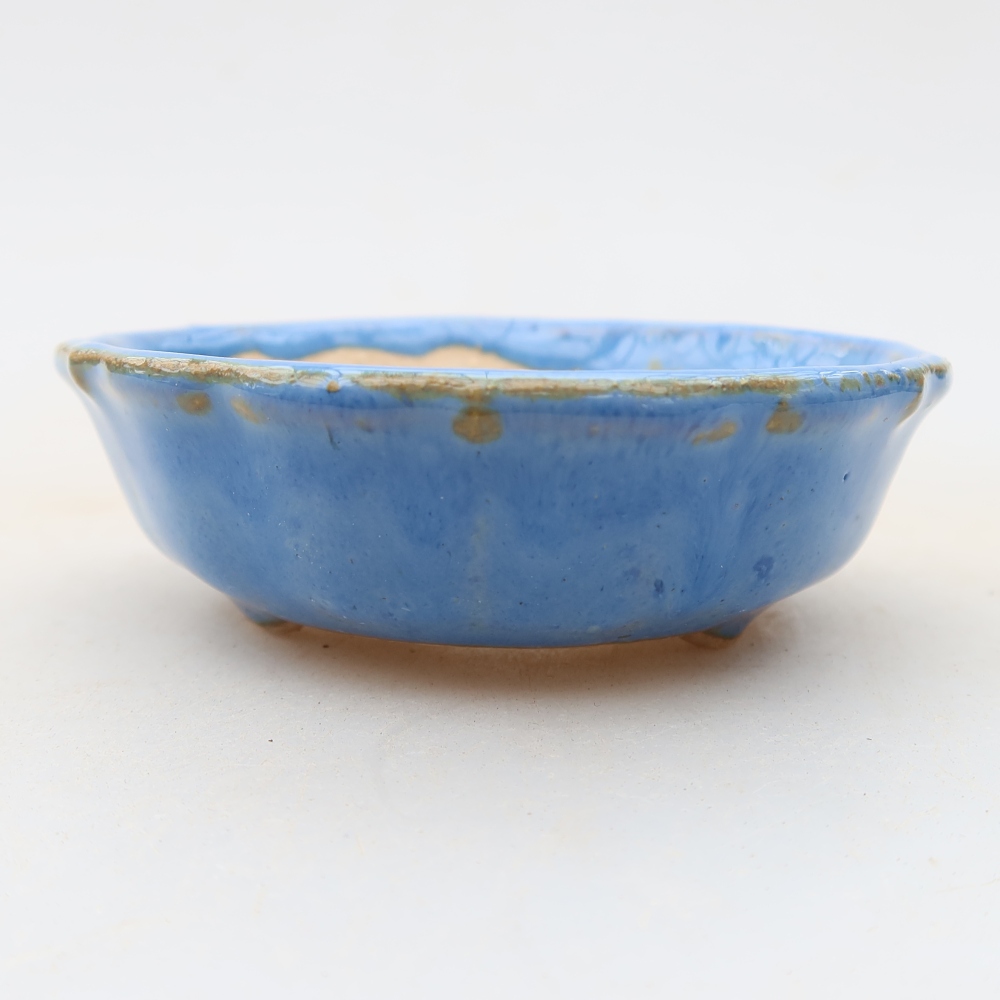 Ceramiczna miseczka do bonsai 7 x 7 x 2,5 cm, kolor niebieski