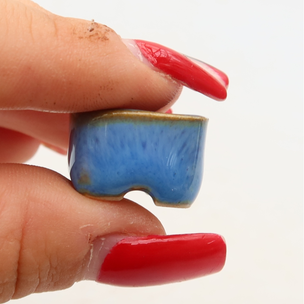 Ceramiczna miseczka do bonsai 2 x 2 x 1,5 cm, kolor niebieski