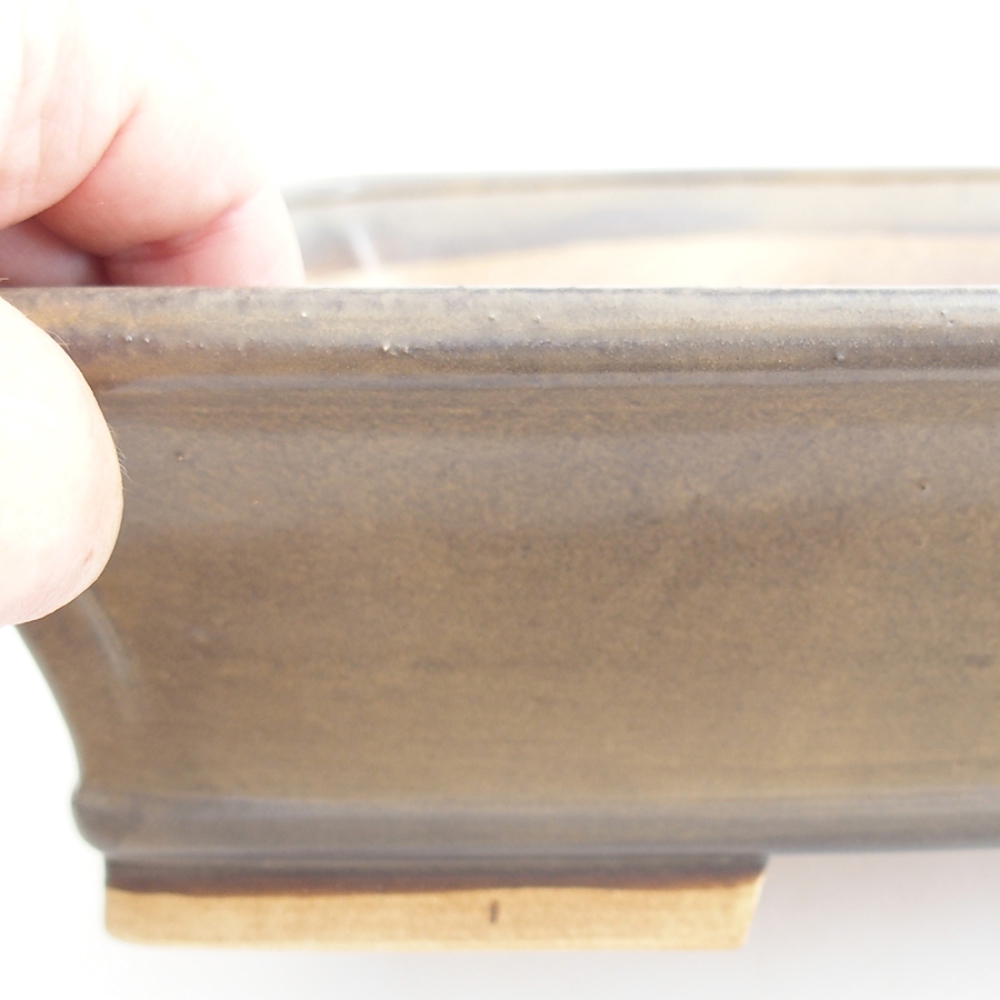 Ceramiczna miska na bonsai 29,5 x 25 x 7,5 cm, brązowa