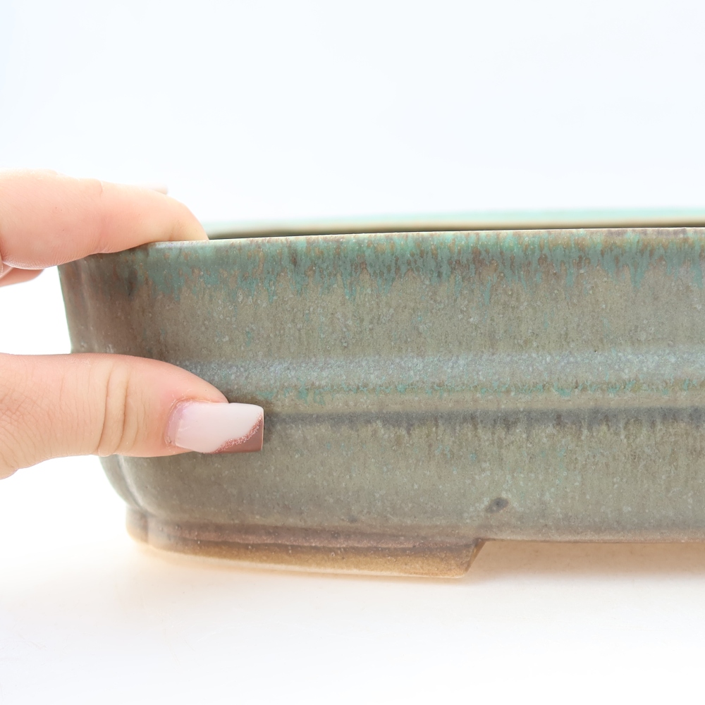 Ceramiczna miska do bonsai 29 x 23 x 7 cm, kolor zielony