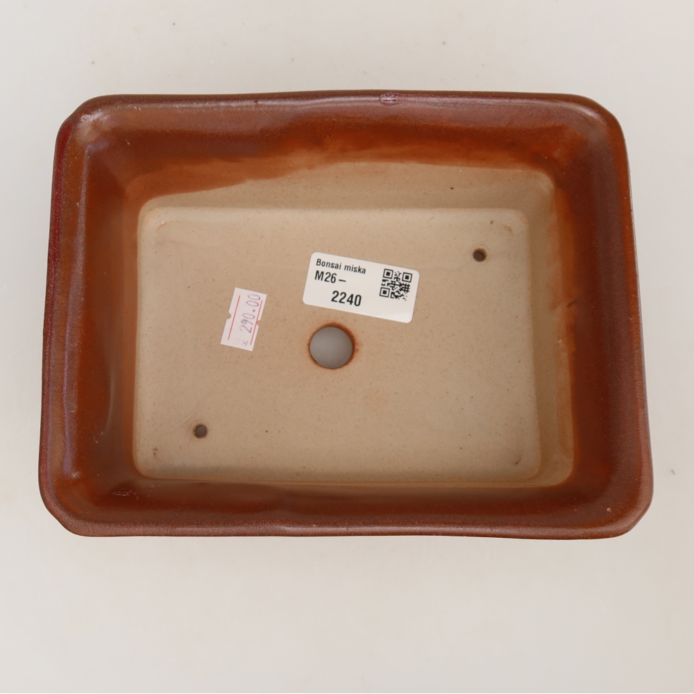 Ceramiczna miska do bonsai 18 x 14 x 7 cm, kolor bordowy