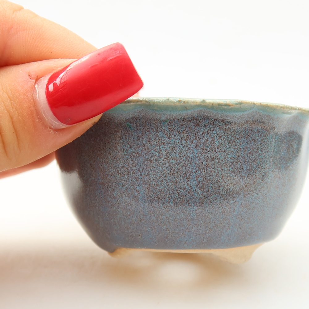 Ceramiczna miseczka do bonsai 7 x 7 x 3,5 cm, kolor szary