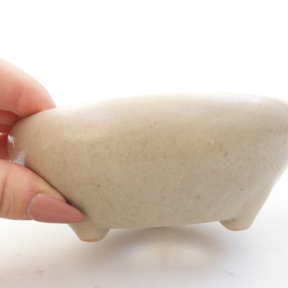 Ceramiczna miska do bonsai 10 x 10 x 5 cm, kolor beżowy