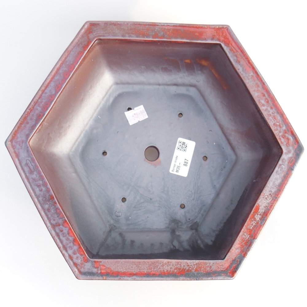 Ceramiczna miska do bonsai 24,5 x 20 x 4 cm, kolor czerwony