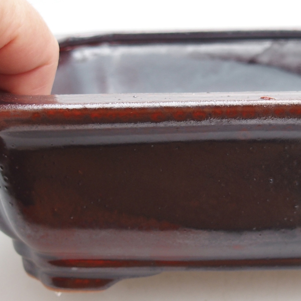 Ceramiczna miska bonsai 27 x 21 x 7 cm, kolor czarno-czerwony