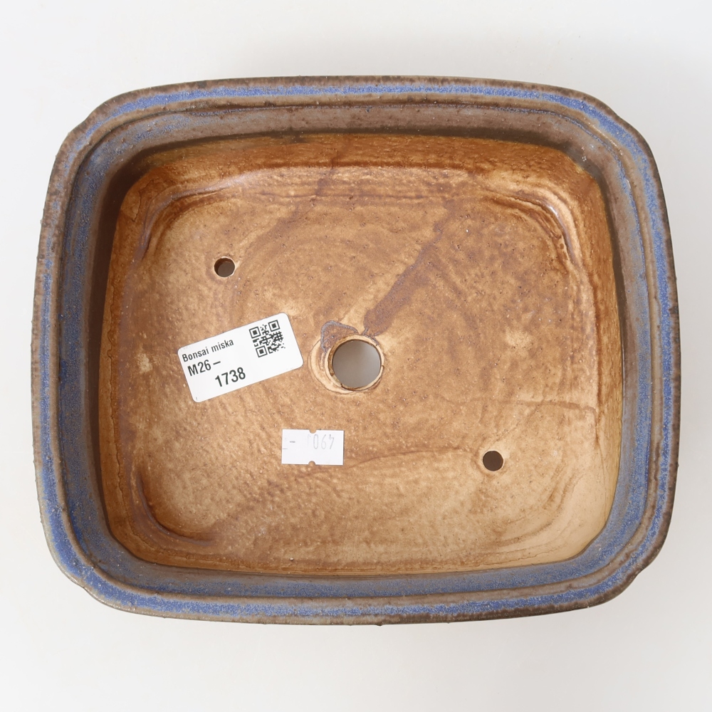 Ceramiczna miska do bonsai 19,5 x 17 x 6 cm, kolor niebieski