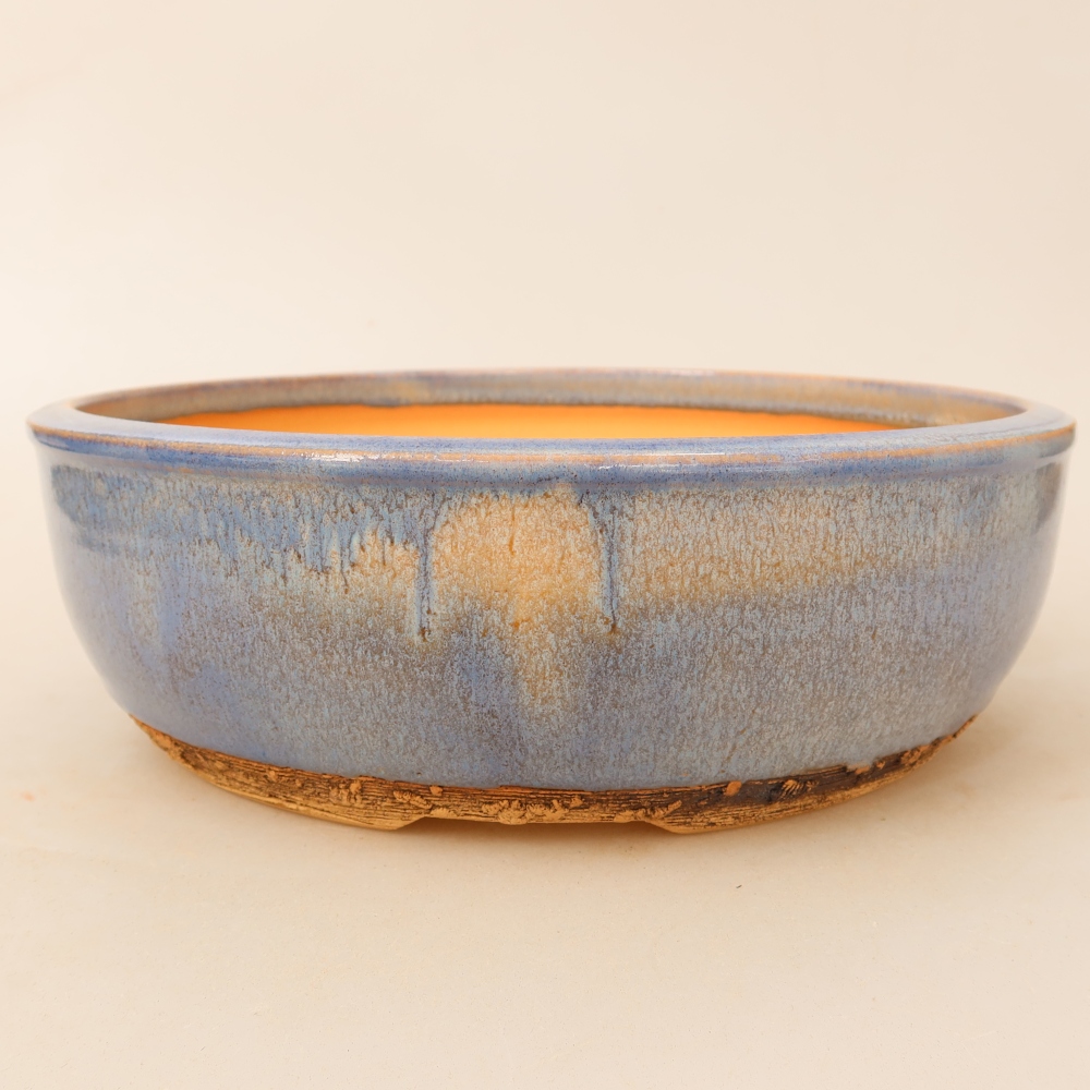 Ceramiczna miska do bonsai 24 x 24 x 7,5 cm, kolor niebieski