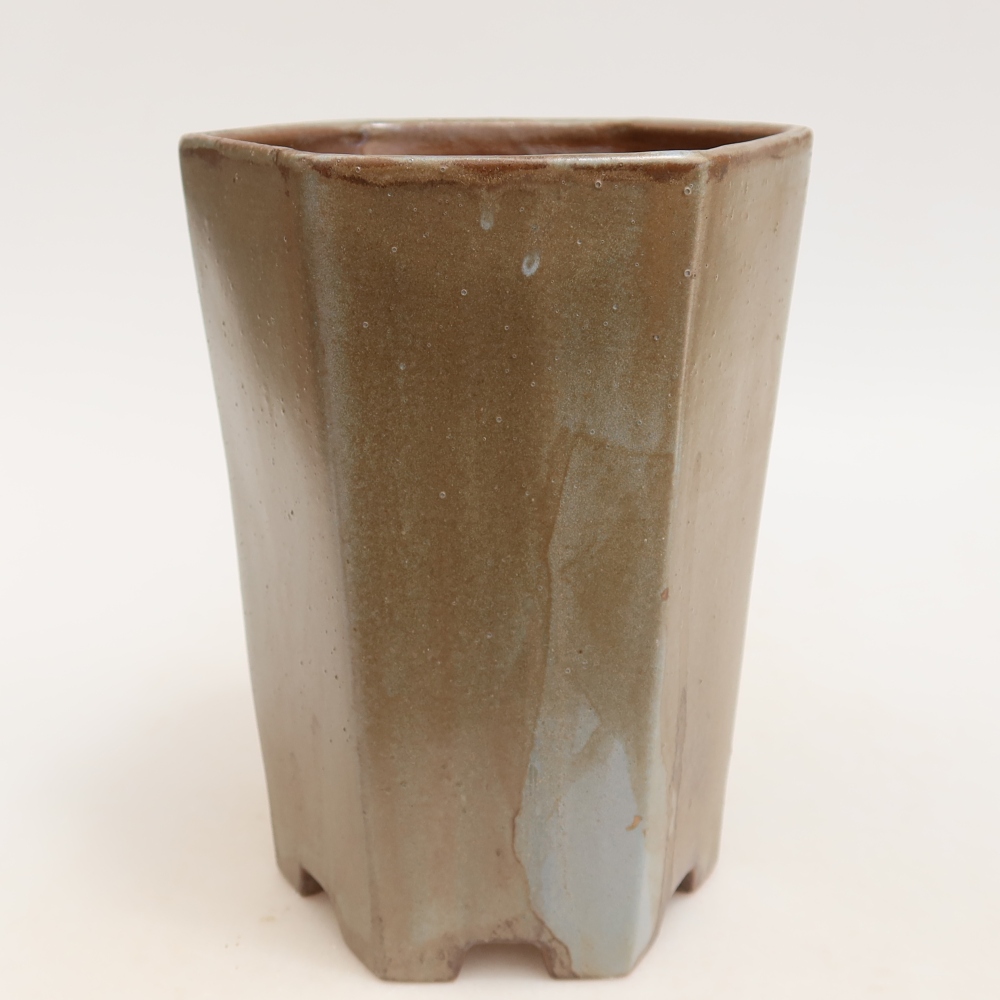 Ceramiczna miska do bonsai 13 x 12 x 17 cm, kolor brązowo-niebieski