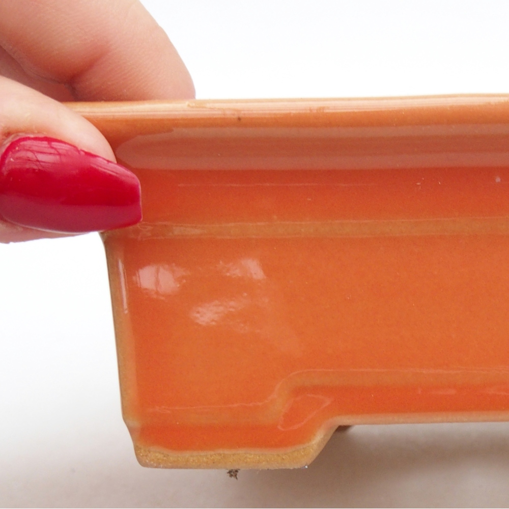 Ceramiczna miska na bonsai 11 x 8,5 x 4 cm, pomarańczowa