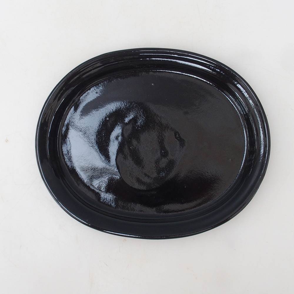Bonsai bowl owalny S - 20 x 16,5 x 1,5 cm - czarny