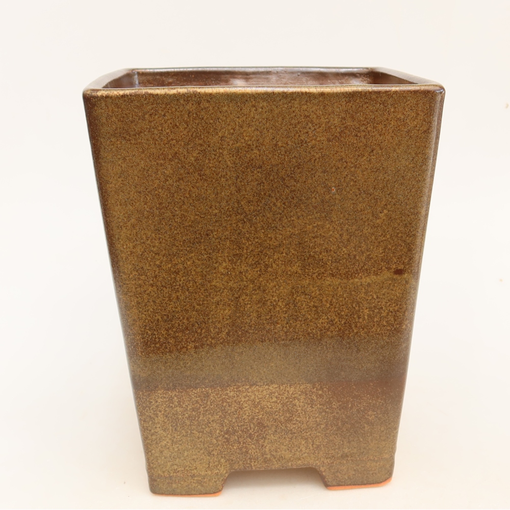 Ceramiczna miska do bonsai 15,5 x 15,5 x 19 cm, kolor brązowy