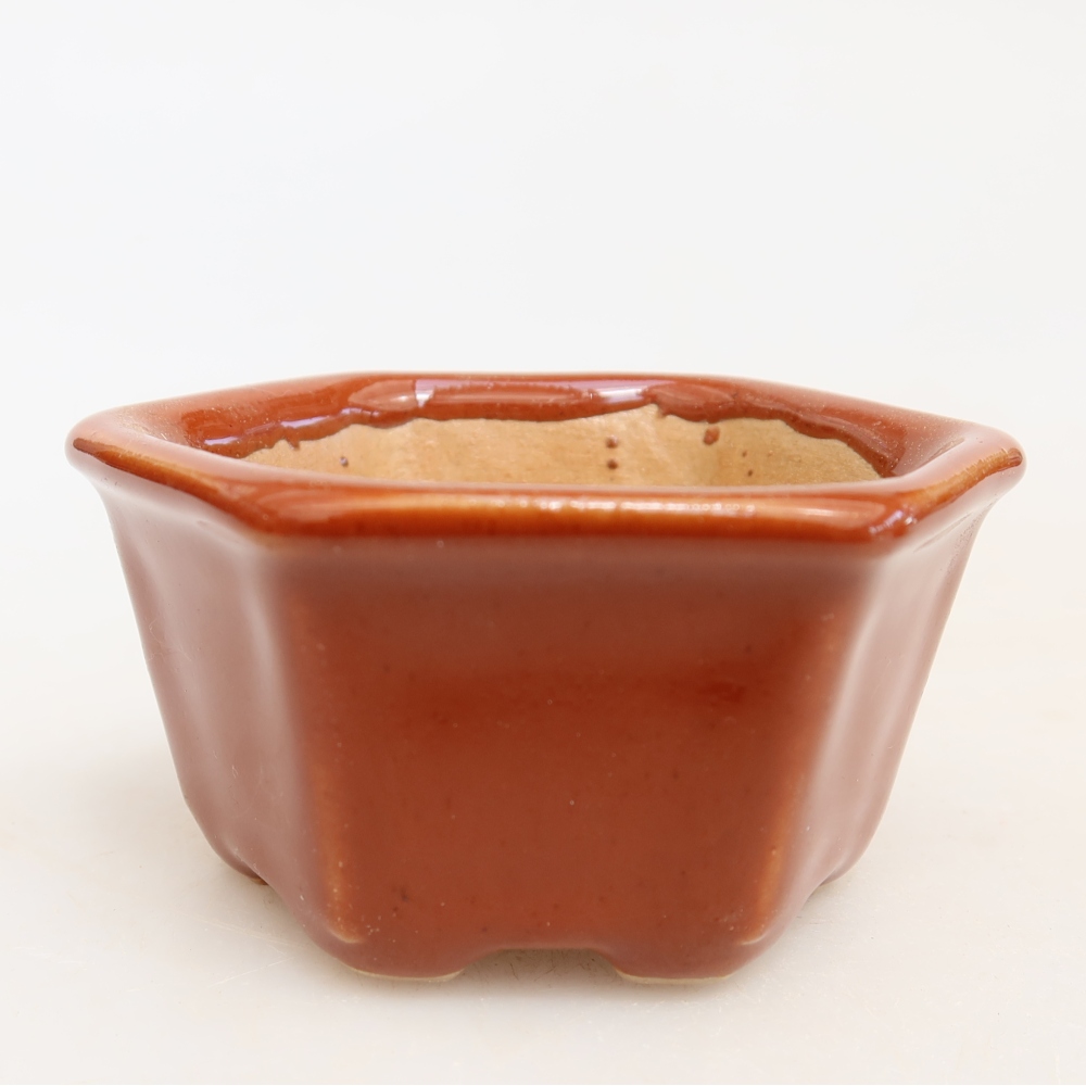 Ceramiczna miseczka do bonsai 7,5 x 7 x 4 cm, kolor brązowy