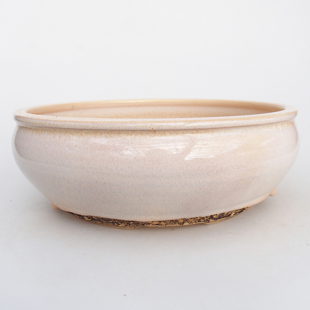 Ceramiczna miska na bonsai 21,5 x 21,5 x 7,5 cm, kolor beżowy