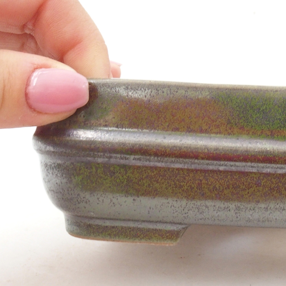 Ceramiczna miska bonsai 14 x 12,5 x 4,5 cm, kolor zielony