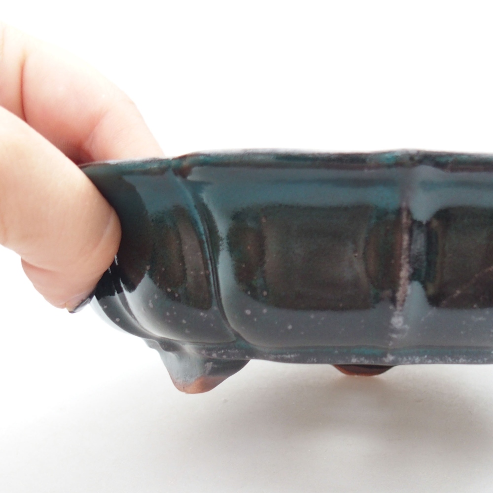 Ceramiczna miska bonsai 18 x 18 x 5 cm, kolor zielony