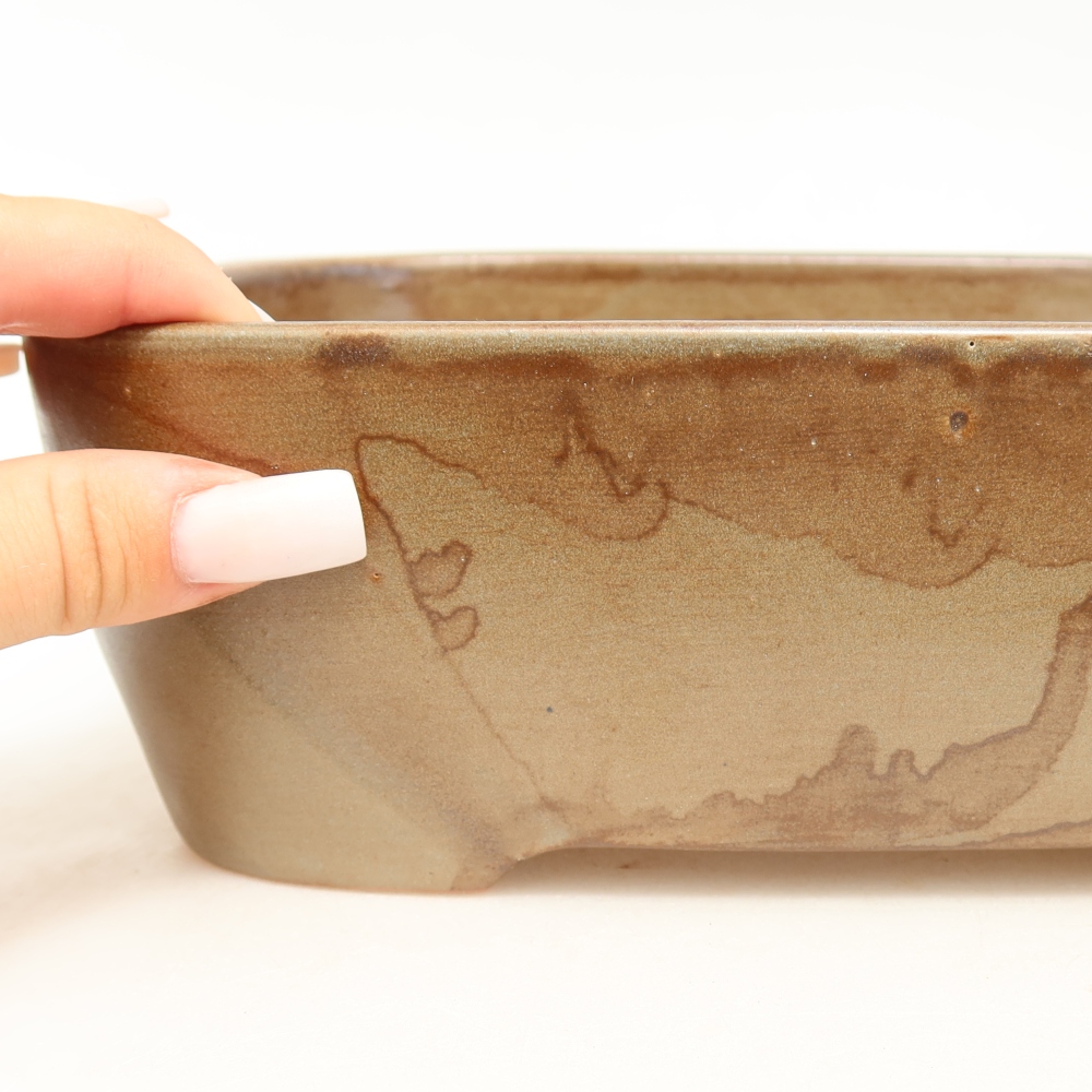 Ceramiczna miska do bonsai 23 x 17,5 x 7,5 cm, kolor brązowy