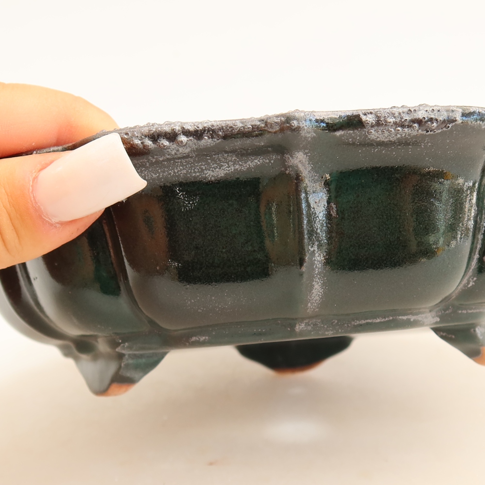 Ceramiczna miska do bonsai 18,5 x 18,5 x 5 cm, kolor zielony