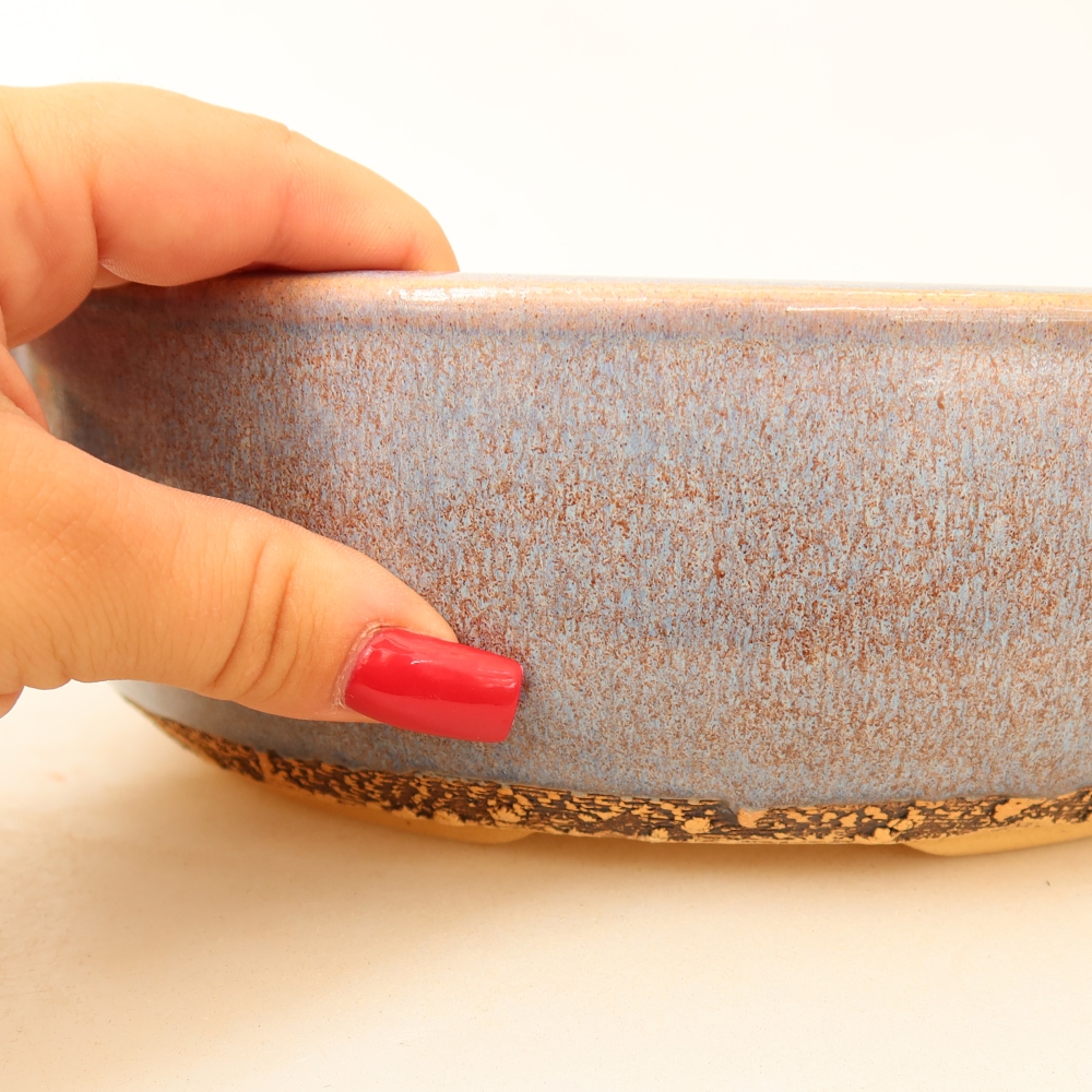 Ceramiczna miska do bonsai 24 x 24 x 7,5 cm, kolor niebieski